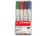 Táblamarker Stabilo Plan, 643/4, vágott hegyű, 4 darabos készlet