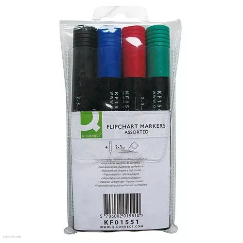 Flipchart marker klt. 4 db-os kerek végű Q-Connect KF01551