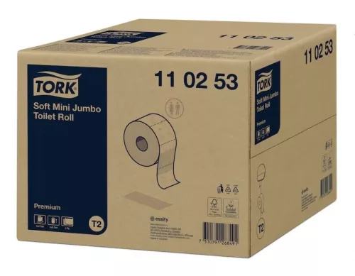 Egészségügyi papír Tork Soft Mini Jumbo, nagytekercses, 2 rétegű, T2, 110253