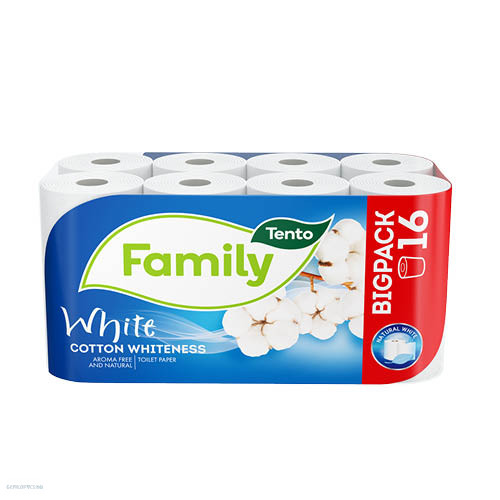 Egészségügyi papír Tento Family White 16 tekercses 2 rétegű 