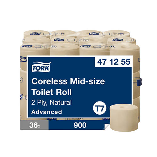 Toalettpapír TORK belsőmag nélküli natúr Mid-size T7 