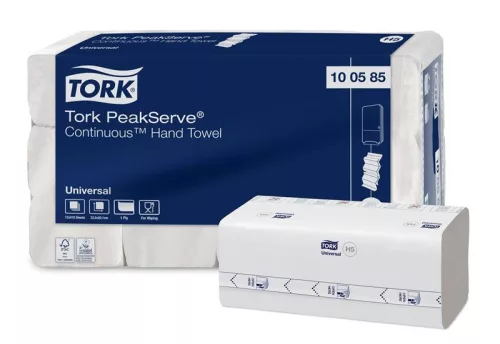 Kéztörlő Tork PeakServe® Universal H5, folyamatos adagolású, 1 rétegű, 410 lapos, fehér, 12 db/csm