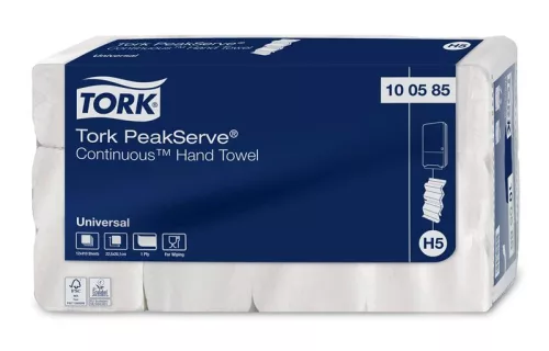 Kéztörlő Tork PeakServe® Universal H5, folyamatos adagolású, 1 rétegű, 410 lapos, fehér, 12 db/csm