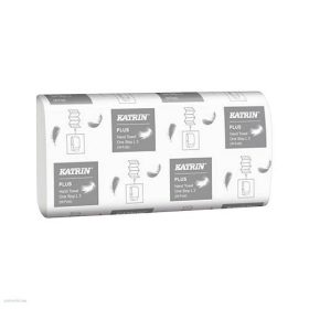   Kéztörlő Katrin Plus One Stop L3 hajtogatott 3 rétegű, hófehér, 100% cellulóz, 20,3x32 cm, 90 lapos