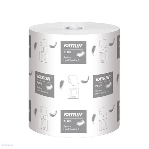 Kéztörlő Katrin Plus M3 tekercses 19cm 100méter 3rétegű hófehér 100% cellulóz