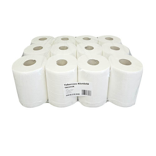 Kéztörlő 2 rétegű, fehér, átm. 14 cm, 100% cell., 51 m, 255 lap