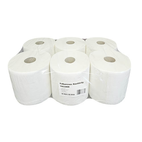 Kéztörlő 2 rétegű, fehér, átm.19 cm, 100% cell., 100 m, 500 lap