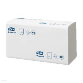   Kéztörlő TORK Singlefold Universal H3 V hajtogatású, 2 rétegű, 250 lapos, fehér
