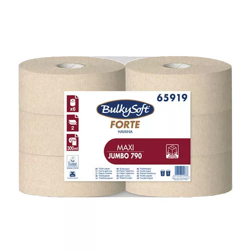 Toalettpapír Bulkysoft Havana Midi, 25 cm, 790 lapos, 2 rétegű, barna