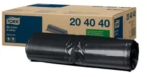 Hulladékgyűjtő zsák, 5 literes, Tork B3, fekete, 50 darab/tekercs