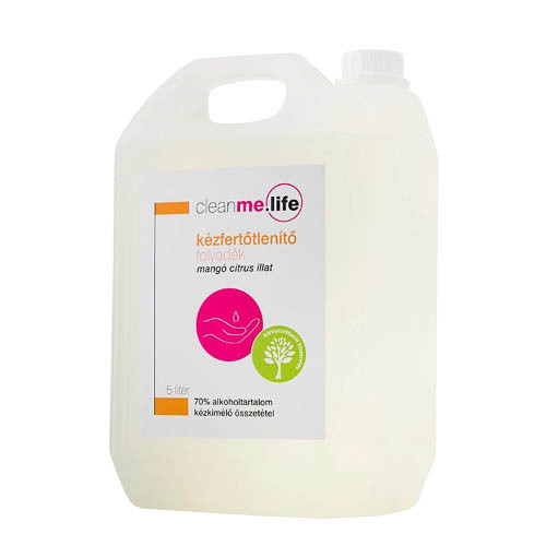 Kézfertőtlenítő gél Cleanme.life, mangó-citrus, utántöltő, 5 l