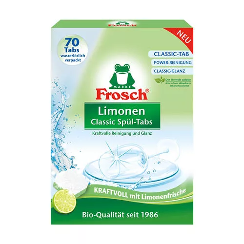 Mosogatógép tabletta, Frosch, zöldcitrom, 70 darab