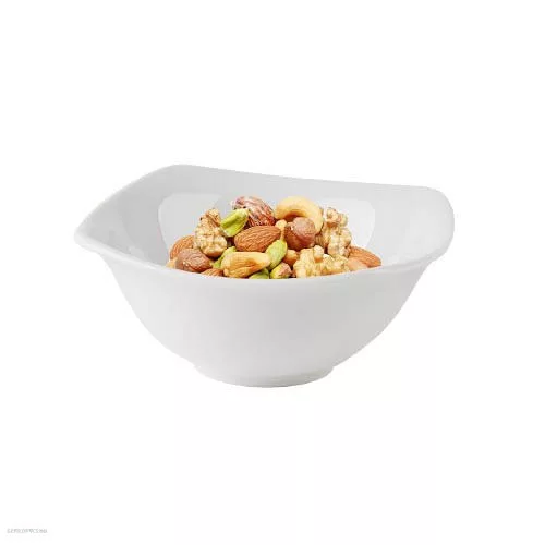 Mogyorós-salátás tálka Rotberg Porcelain Qudrate négyszögletes fehér, 17 cm, 6db/klt