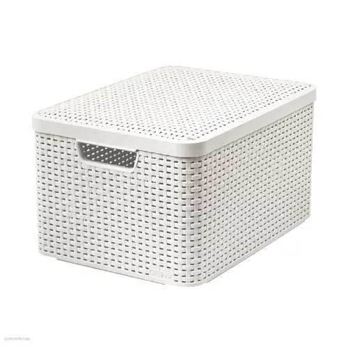 Kosár tetővel rattan hatású CURVER L-es méret mokka