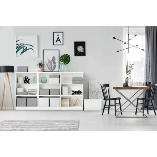 Tárolódoboz szett Home, kocka alakú, 3 darabos, fehér