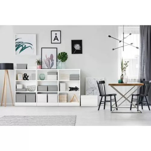 Tárolódoboz szett Home, kocka alakú, 3 darabos, szürke