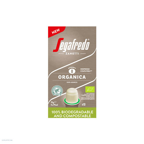 Kávékapszula Nespresso kompatibilis Segafredo Organica ökológiailag lebomló (10x5,1g) 