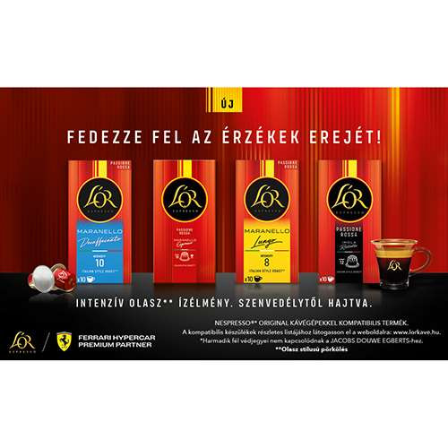 Kávékapszula Nespresso kompatibilis L'Or Ferrari Espresso Imola, 10 db