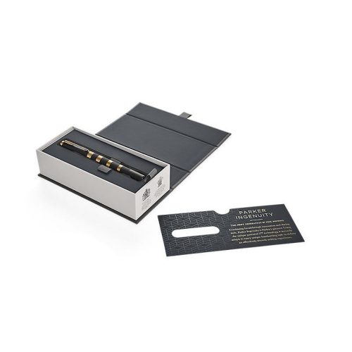 Golyósirón PARKER ROYAL INGENUITY Premium Black Rubber and Metal GT,  5TH, fekete gumírozott, arany klipsz díszdobozban