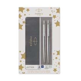   Golyósirón + pixirón Parker Royal Jotter, rozsdamentes acél, ezüst klipsz, díszdobozban