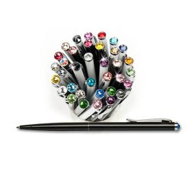   Golyósirón Elegante végén SWAROVSKI® kristállyal fekete tolltest 14 cm aqua piros