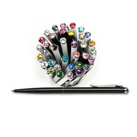   Golyósirón Elegante végén SWAROVSKI® kristállyal fekete tolltest 14 cm aqua rózsa