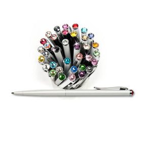   Golyósirón Elegante végén SWAROVSKI® kristállyal fehér tolltest 14 cm aqua lila