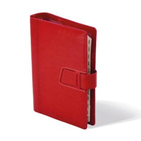   Gyűrűs kalendárium Saturnus M221, bőrhatású műbőr, piros