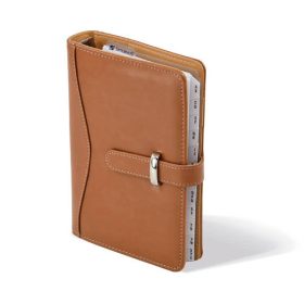   Gyűrűs kalendárium Saturnus fényes bőrhatású műbőr L437 világosbarna