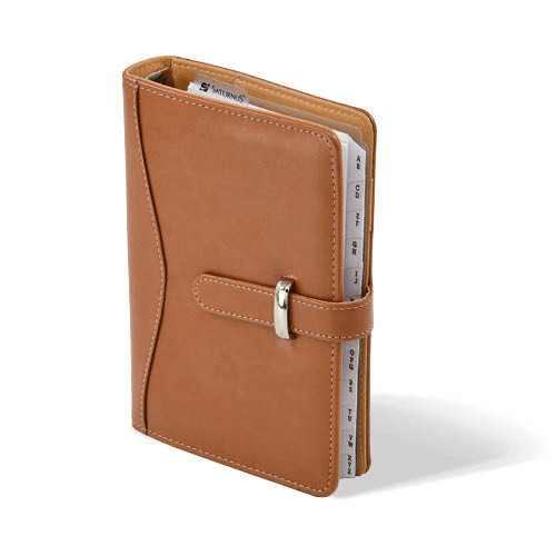 Gyűrűs kalendárium Saturnus fényes bőrhatású műbőr L437 világosbarna