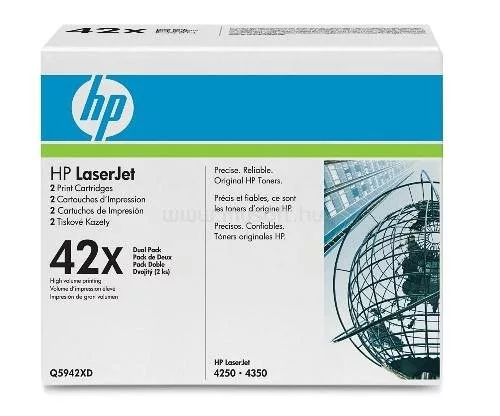 HP lézertoner Q5942XD No42XD fekete 2x20000 old.