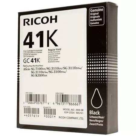Ricoh gélpatron GC41K, fekete, 2500 old., 405761