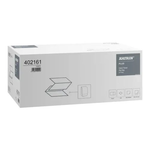 Kéztörlő Katrin Plus, Zig Zag V-hajtott, 200 lap, fehér, 21,3 x 22,9cm