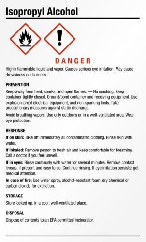 Biztonsági matrica, izopropil-alkohol