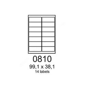 Etikett íves 99,1 x 38,1 mm, 14 db/ív, 100 ív Rayfilm