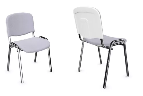 Tárgyalószék ISO-BIANCO 4L-CR C12 GB világos szürke szövet, fehér háttámlával