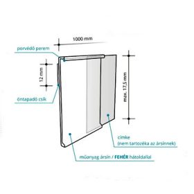   Ársín 20(17,5)mm/1 méter hosszú, műanyag áttetsző öntapadós 2301 fehér hátlap