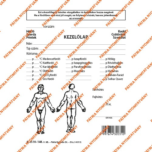 Reuma kezelőlap A.3510-148
