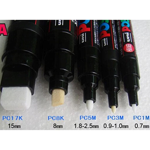 Dekormarker, Uni Posca PC-3M, 0,9-1,3 mm, kúpos hegy, csillámló narancs