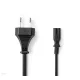 Tápkábel Nedis Európai/piskóta dugó - IEC-320-C7 0,5m fekete