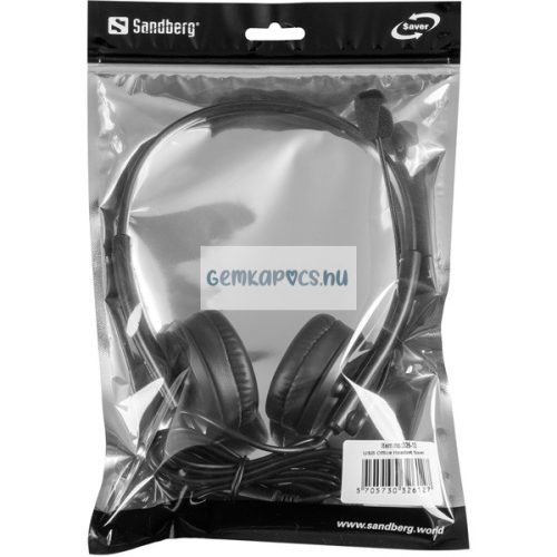 Fejhallgató Sandberg - USB Office Headset Saver (mikrofon; USB; hangerő szabályzó; 1,5m kábel; fekete)