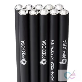   Pencil Preciosa-10pcs - KOOH-I-NOOR fekete testű ceruza, fehér - PRECIOSA kristály kövekkel 0968 00