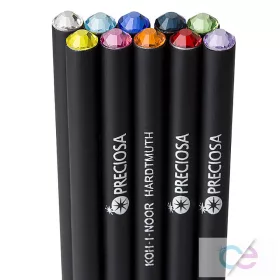   Pencil Preciosa-10pcs - KOOH -I- NOOR fekete testű ceruza, színes - PRECIOSA kristály kövekkel 0968 70