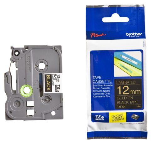 Brother TZE-334 fekete alapon arany eredeti feliratozó szalag