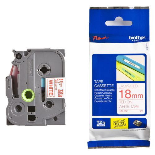 Brother TZE-242 fehér alapon piros eredeti feliratozó szalag