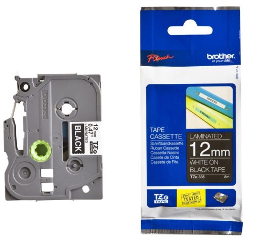 Brother TZE-335 fekete alapon fehér eredeti feliratozó szalag