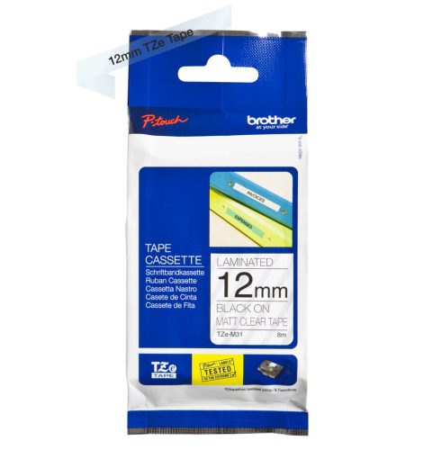 Brother TZE-133 átlátszó alapon kék eredeti feliratozó szalag