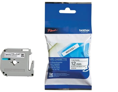 Brother M-K231BZ fehér alapon fekete eredeti feliratozó szalag