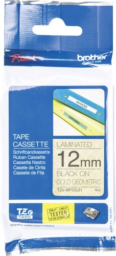 Brother TZe-MPGG31 mintás arany alapon fekete eredeti feliratozó szalag