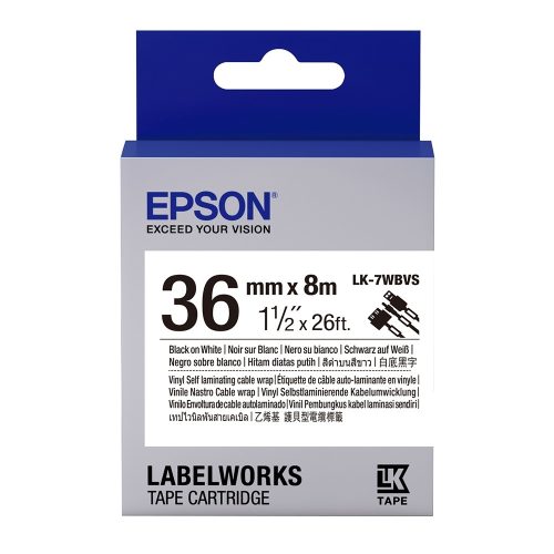 Epson LK-7WBVS fehér alapon fekete eredeti vinyl címkeszalag